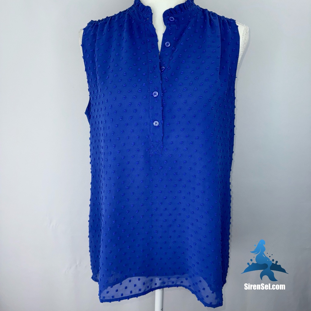 1164 J Crew Sleeveless Blouse  Size 8  Blue